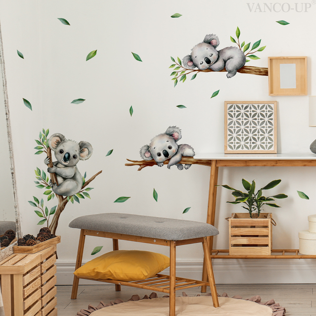 Vinyl Floor Plank - Cartoon Koala Klettern Baum Zweig Wand