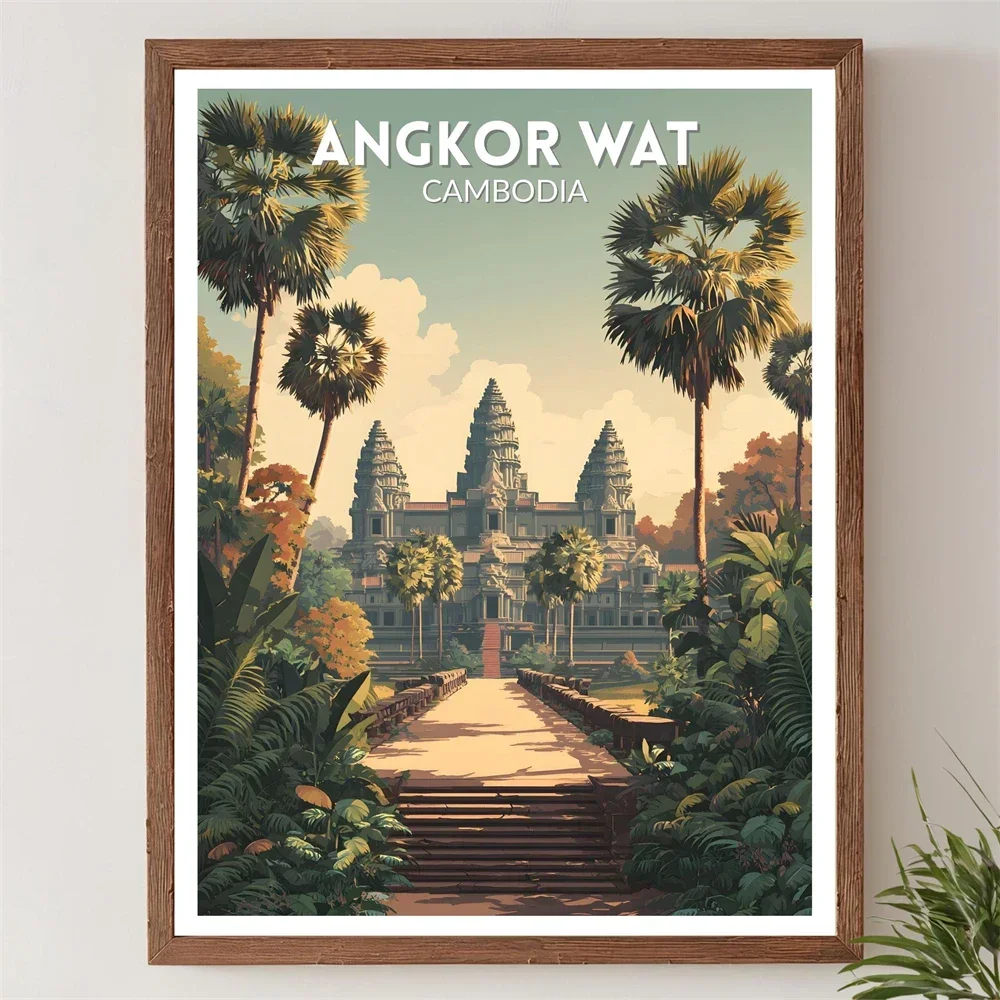 Wall Texture Spray - Angkor Wat Kambodscha Dschungel-Tempel Reiseplakat Druck