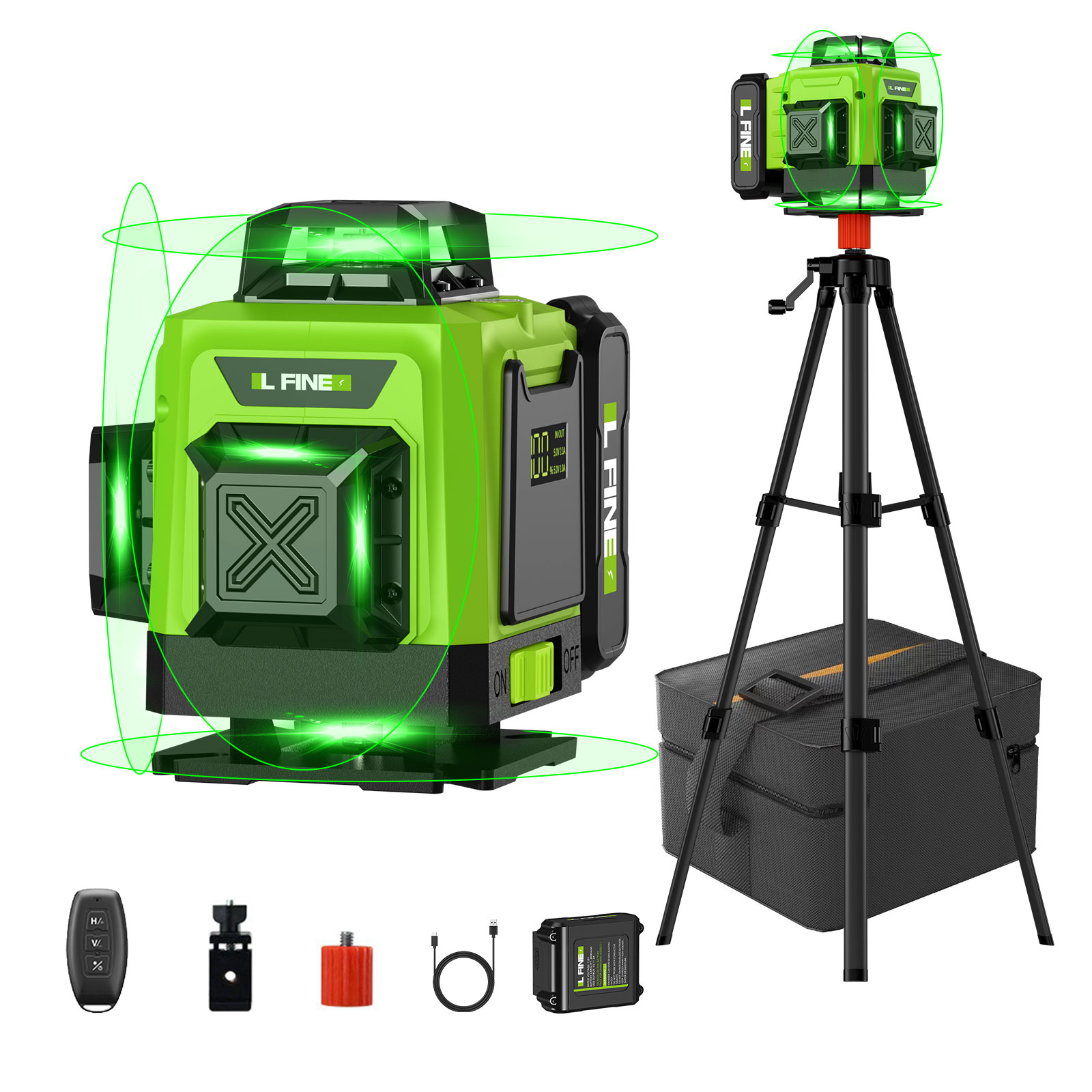 Home Improvement Contractors - Laser-Nivelliergerät, selbstnivellierend, horizontal, vertikal, Kreuz, 16-zeilig,