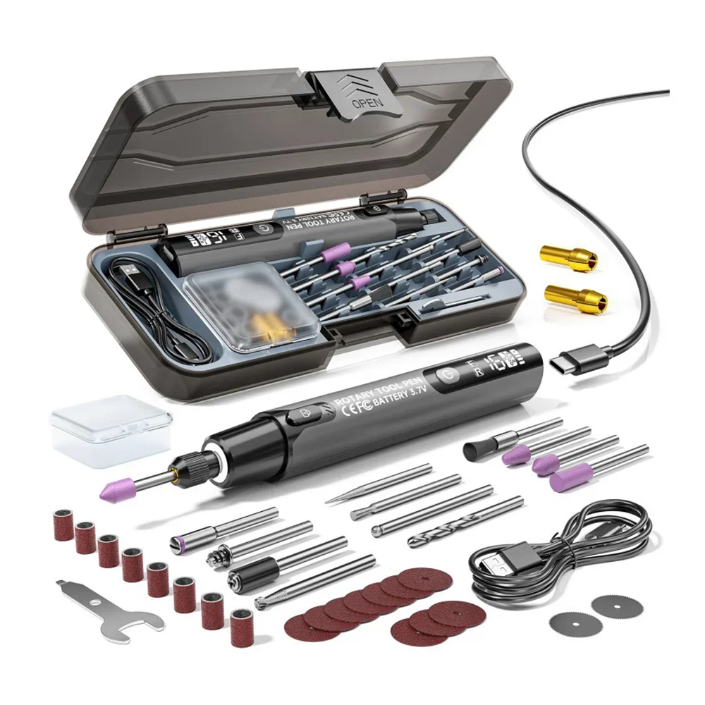Home Improvement Diy - Akku-Rotationswerkzeug-Set mit 6 Geschwindigkeiten, wiederaufladbarer Polierstift,